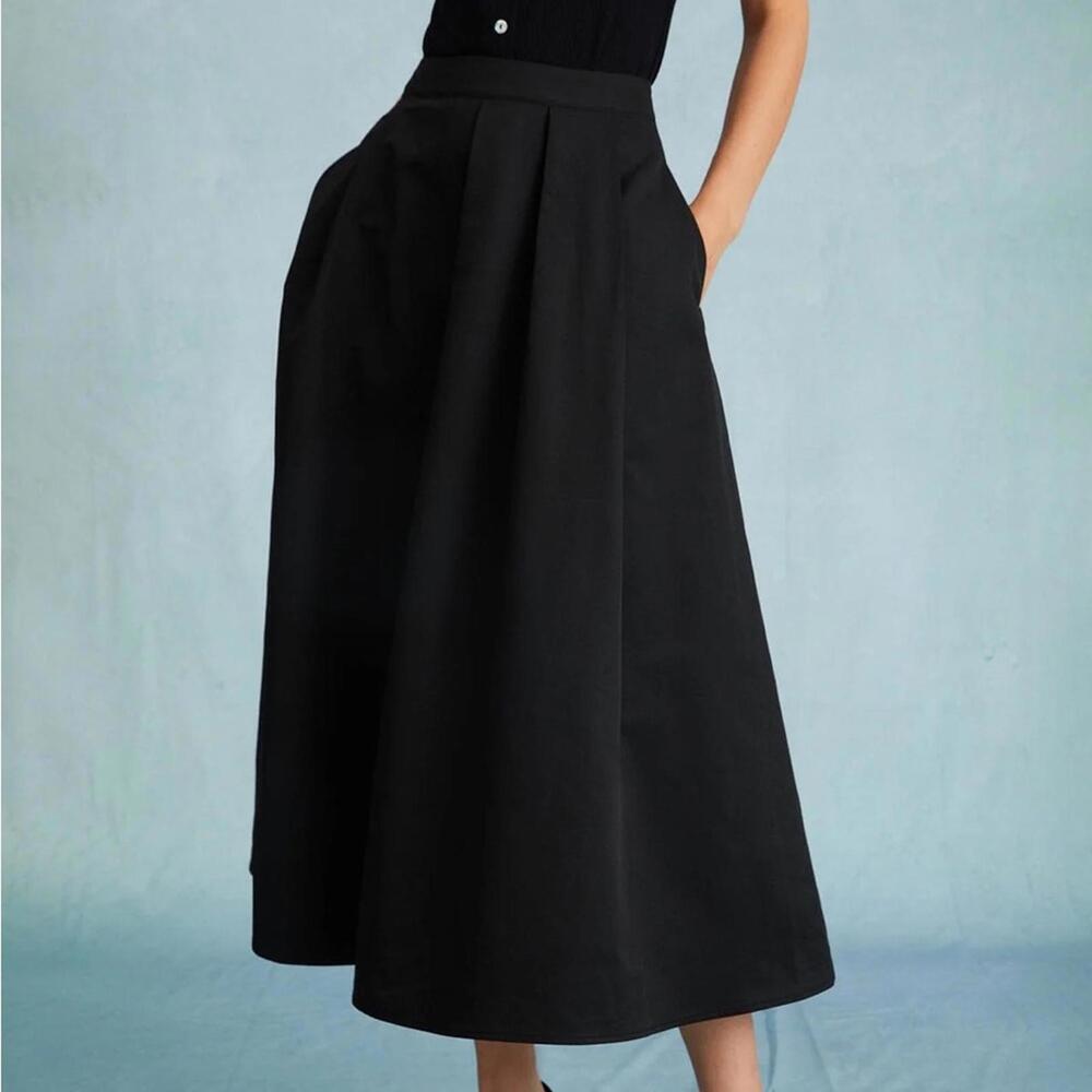 RIHOAS The Black High Waisted Pleated Midi Skirt only XS